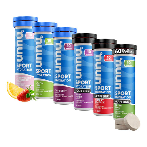 Nuun Sport Tabletas Hidratación Veganas 5 Electrolitos 28 G Con Cafeína 6 Sabores