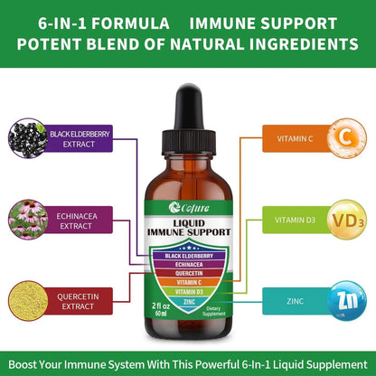 Zinc Quercetina Vitamina C D3 Liquido Inmunologico Con Equinacea Y Saúco 2 Oz