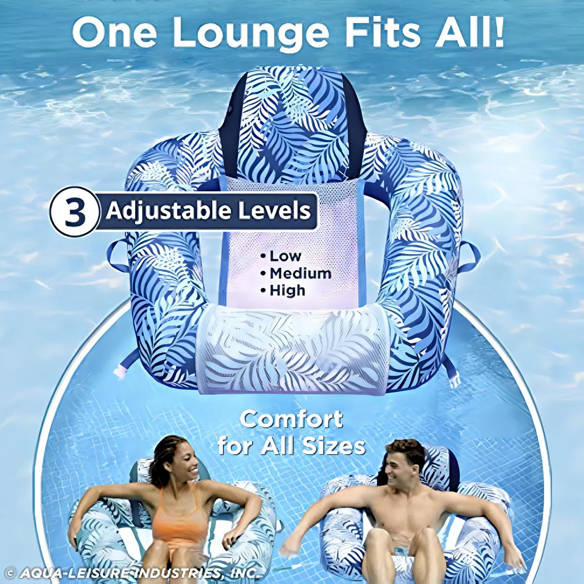 Sillón De Piscina Aqua Zero Gravity Ajustable Flotador Premium 250 Lb