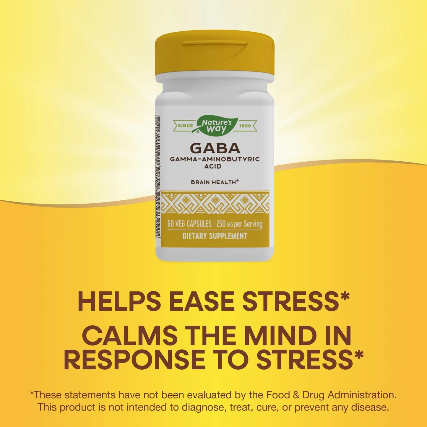 GABA 250 Mg Nature's Way 60 Capsulas Salud Cerebral Enfoque Natural