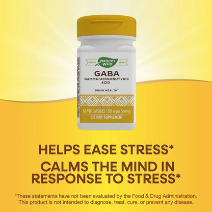 GABA 250 Mg Nature's Way 60 Capsulas Salud Cerebral Enfoque Natural