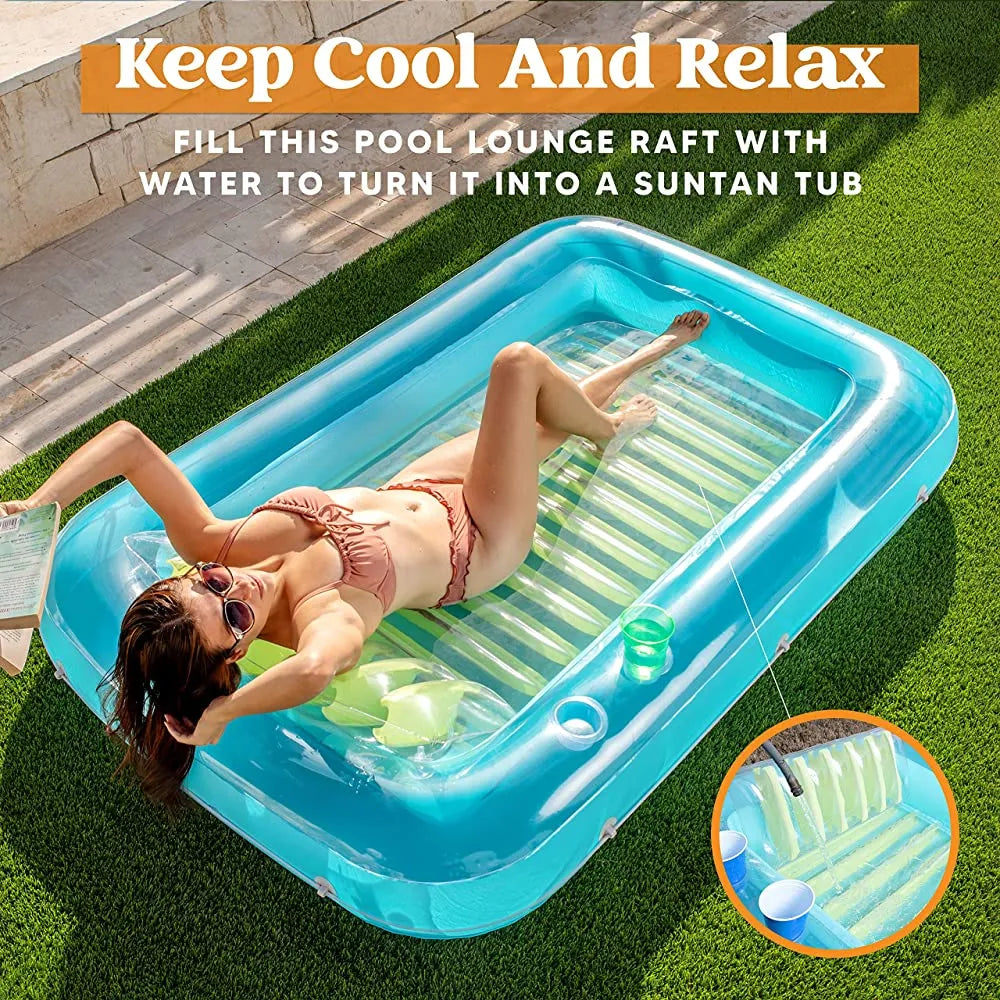 Sloosh Inflable Piscina De Bronceado Lounge Flotador Azul Verde
