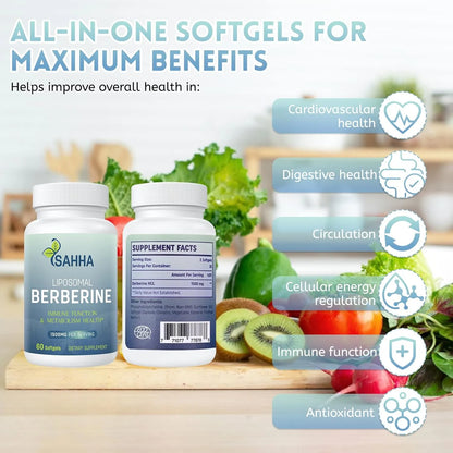 Cápsulas Liposomales Berberina 1500mg Sahha Absorción Superior Efecto Antioxidante