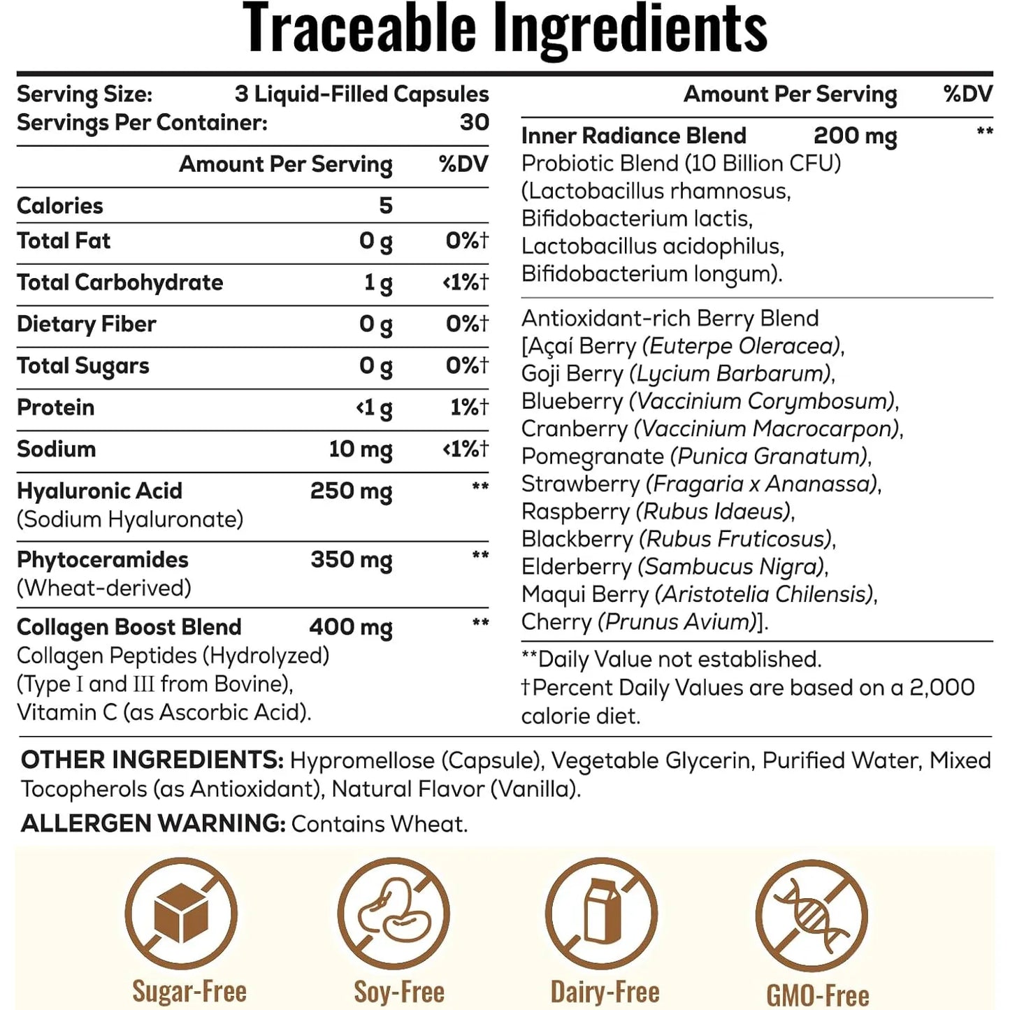 Cápsulas Ácido Hialurónico 1200 Mg Con Colágeno Péptidos Vitamina C Piel Hidratada