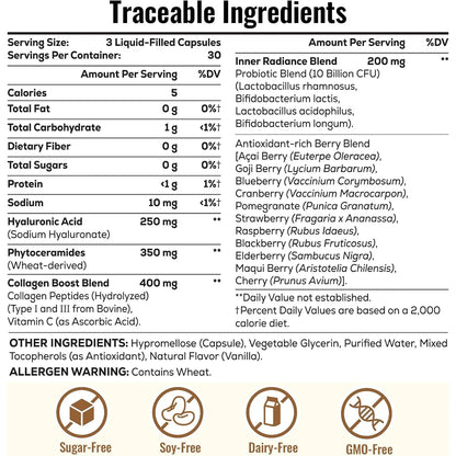 Cápsulas Ácido Hialurónico 1200 Mg Con Colágeno Péptidos Vitamina C Piel Hidratada