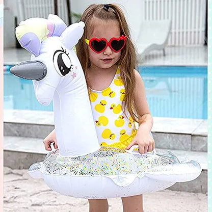 Flotador De Piscina Infantil Cicitoywo Unicornio Brillante Seguro Y Portátil