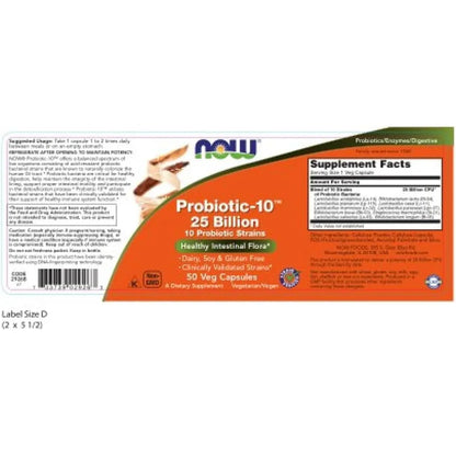 Probiótico 25 Millones UFC Ahora Foods 60 Cápsulas Salud Intestinal
