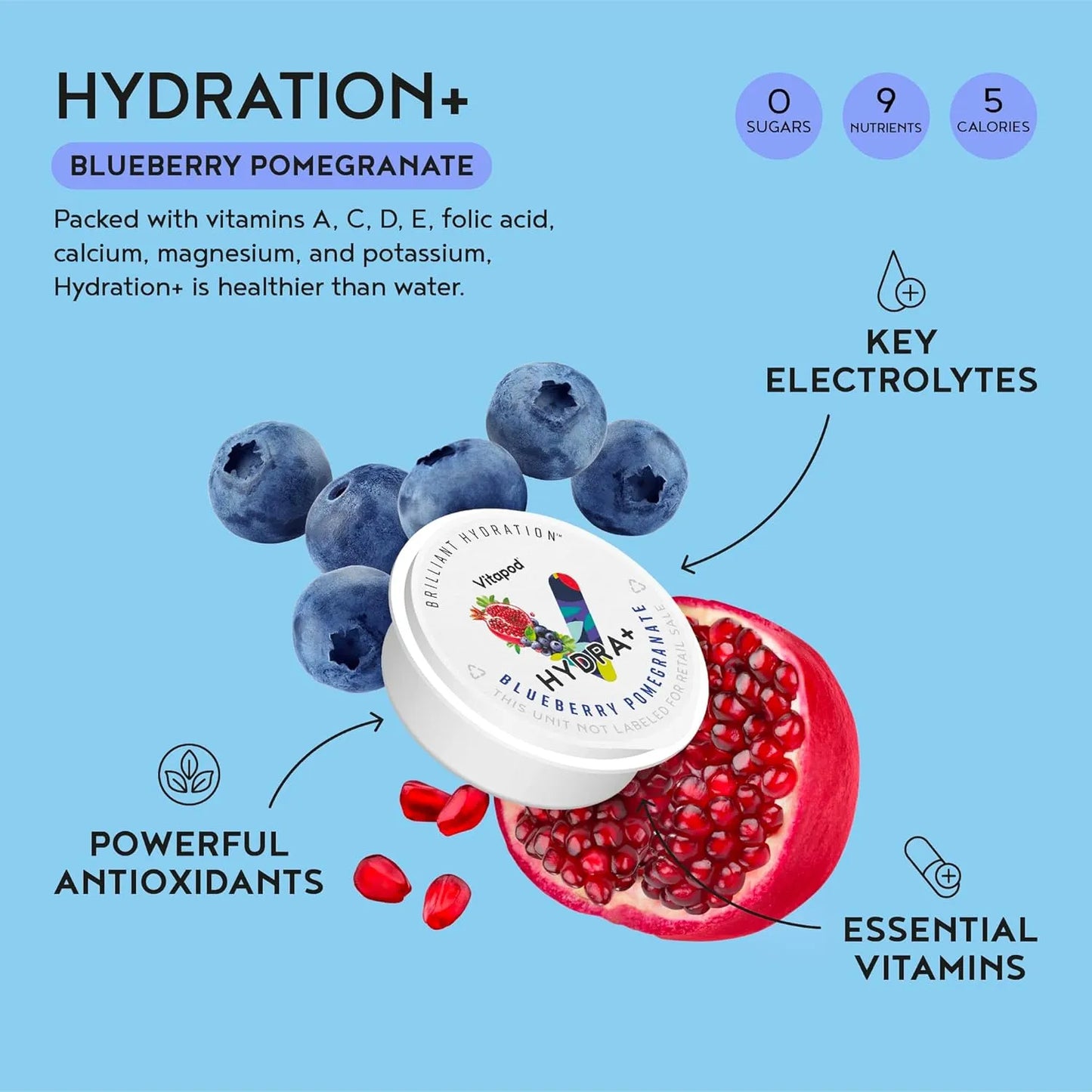 Mezcla Hidratante De Arándano Y Granada 30 Cápsulas Electrolitos Antioxidantes