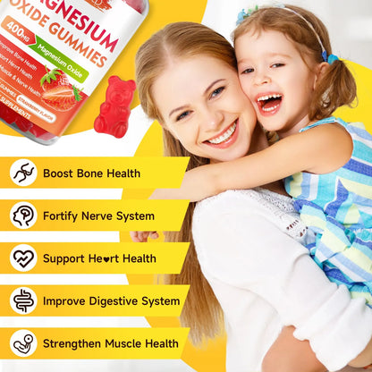 Gomitas Masticables De Óxido De Magnesio 400 Mg Sabor Fresa Suplemento Nervioso Y Muscular