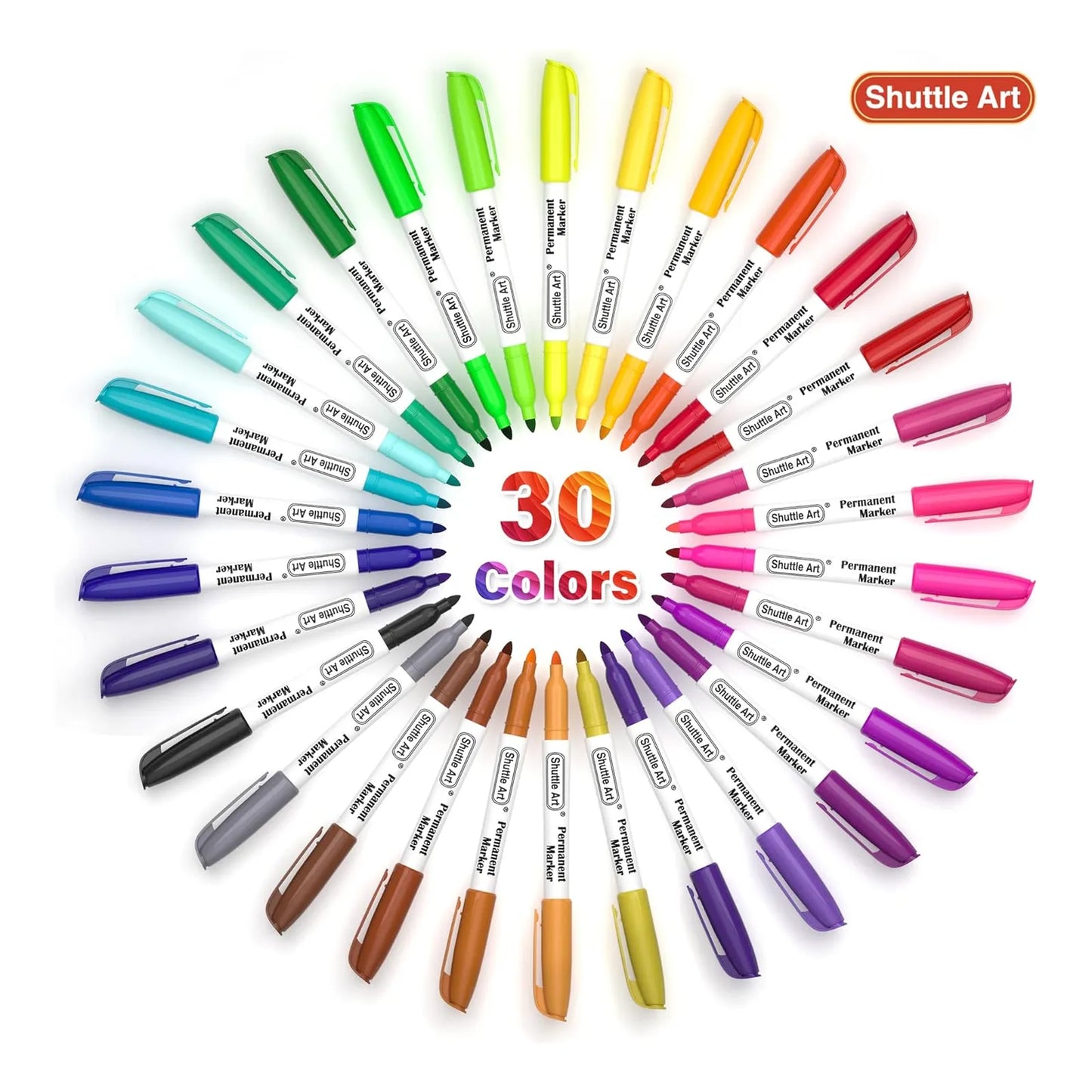 Marcadores Permanentes Shuttle Art 30 Colores Punta Fina Para Todo Tipo De Superficies