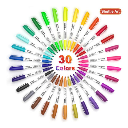 Marcadores Permanentes Shuttle Art 30 Colores Punta Fina Para Todo Tipo De Superficies