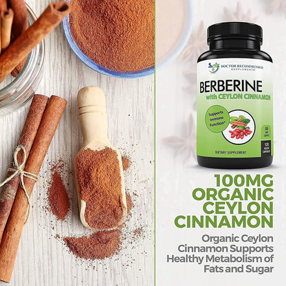 Berberina 1200 Mg Con Canela De Ceilan Organica 120 Capsulas Vegetarianas