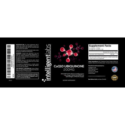 Coenzima Q10 200mg Cápsulas Blandas Con Aceite MCT Para Máxima Absorción 120 Cápsulas