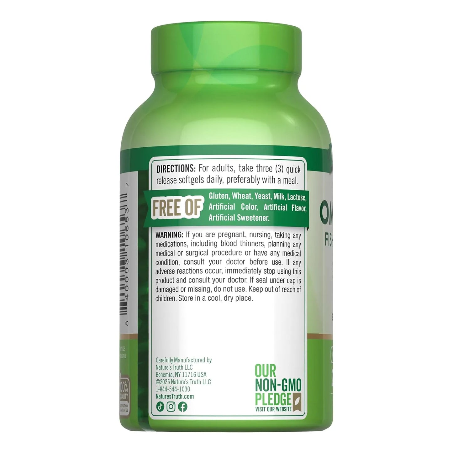 Nature's Truth Omega 3 6 9 3600 Mg 200 Capsulas Aceites Pescado Lino Borraja