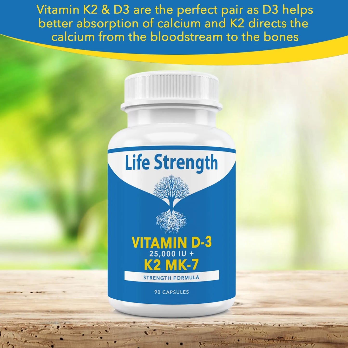 Vitamina K2 Mk7 Y D3 25000 Ui Extra Fuerte Facil De Tragar Sin Omg