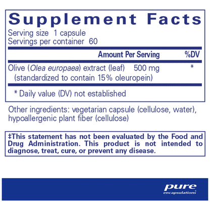 Extracto De Hoja De Olivo Hipoalergenico 60 Capsulas Refuerza Sistema Inmunologico Y Salud Intestinal