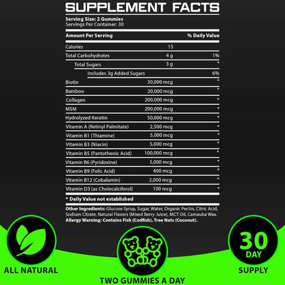 Vitaminas Para Barba Y Cabello Hombres Máxima Fuerza 620000 Mcg Biotina Colágeno MSM Queratina