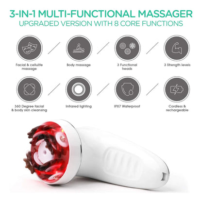 Masajeador Anticelulitis Profesional 3 En 1 Silicona Facial Y Corporal Recargable