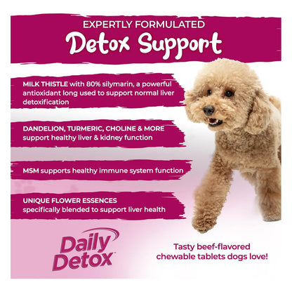Desintoxicación Diaria Para Perros Con MSM Cardo Mariano Y Espirulina 60 Tabletas Masticables