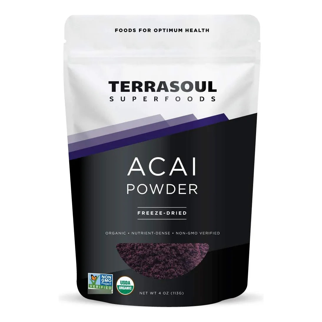 Polvo De Bayas De Açaí Orgánicas 4 Onzas Antioxidantes Y Omega