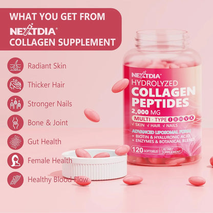 Píldoras De Colágeno Liposomal 2000 Mg Con Biotina Para Piel Cabello Y Uñas