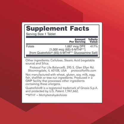 Methylfolate 1000 Mcg Apoyo Cerebral Alta Biodisponibilidad Protocol For Life Balance