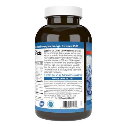 Aceite De Hígado De Bacalao Noruego 230 Mg Omega 3 Cápsulas Blandas Carlson