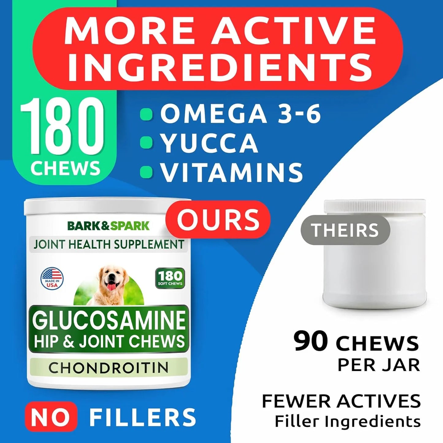 Barkspark Masticables De Glucosamina Condroitina Para Cadera Articulaciones Perros 180 Unidades