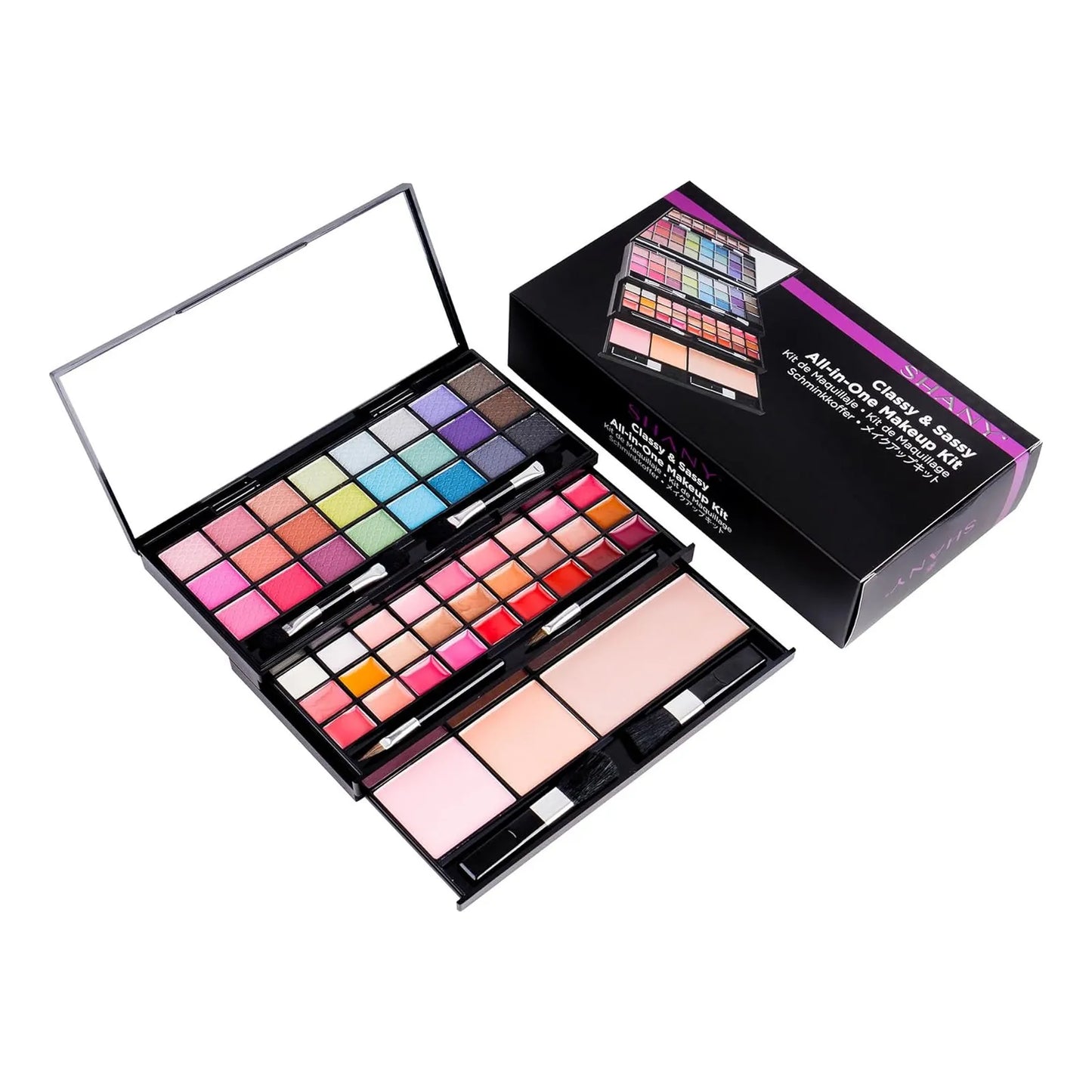 Kit Maquillaje Shany 45 Tonos Espejo Aplicadores Libre Crueldad