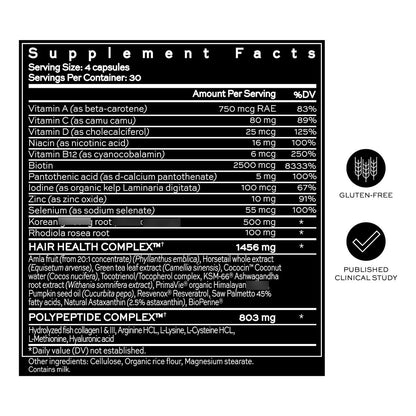 DeeplyRooted Suplemento Capilar Con Colágeno Y Biotina Para Cabello Fuerte Y Saludable