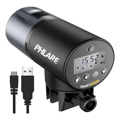 Alimentador Automático Recargable Para Peces 6.8 Fl Oz Programable Y Silencioso