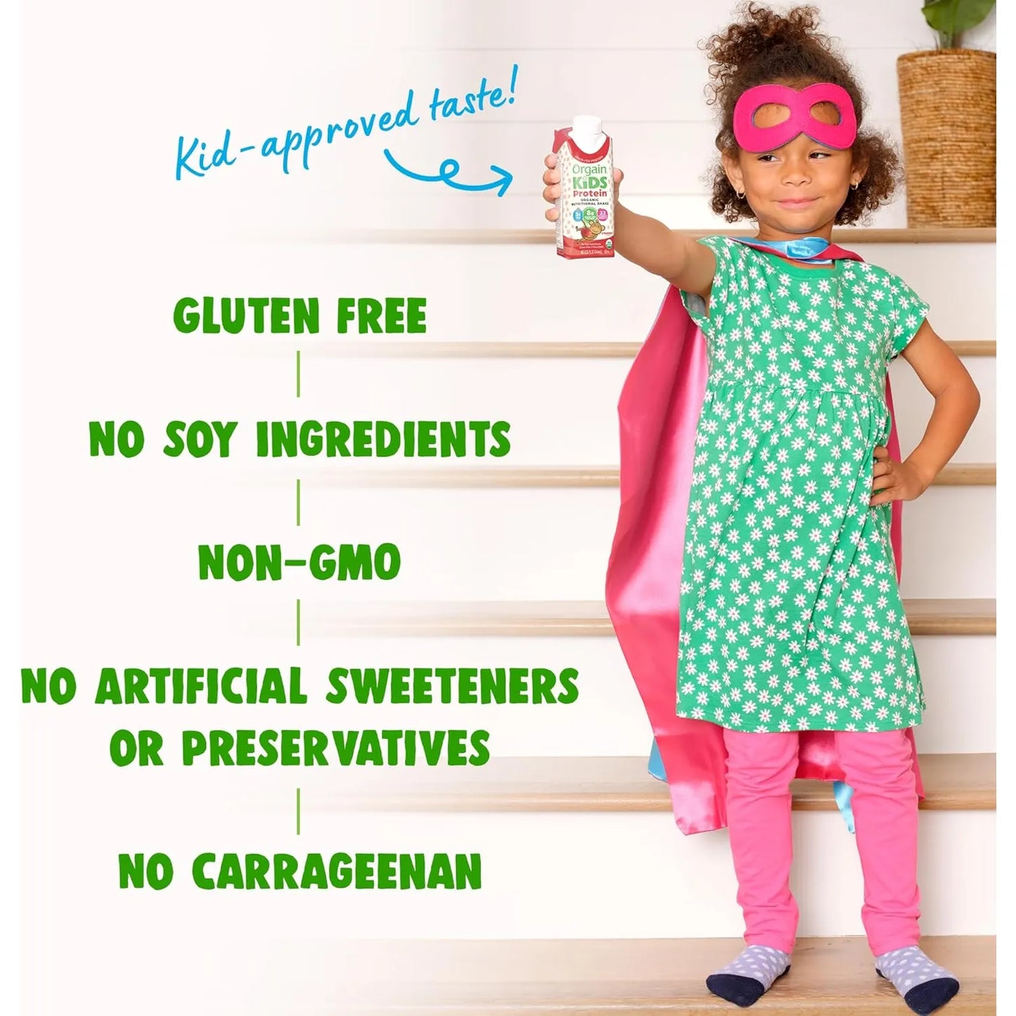 Batido Nutricional Orgánico Para Niños Sabor Fresa Orgain Kids 8.25 Oz Paquete De 12