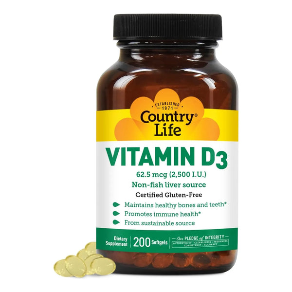 Vitamina D3 2500 Ui 200 Cápsulas Blandas Sin Gluten Importado Ee Uu