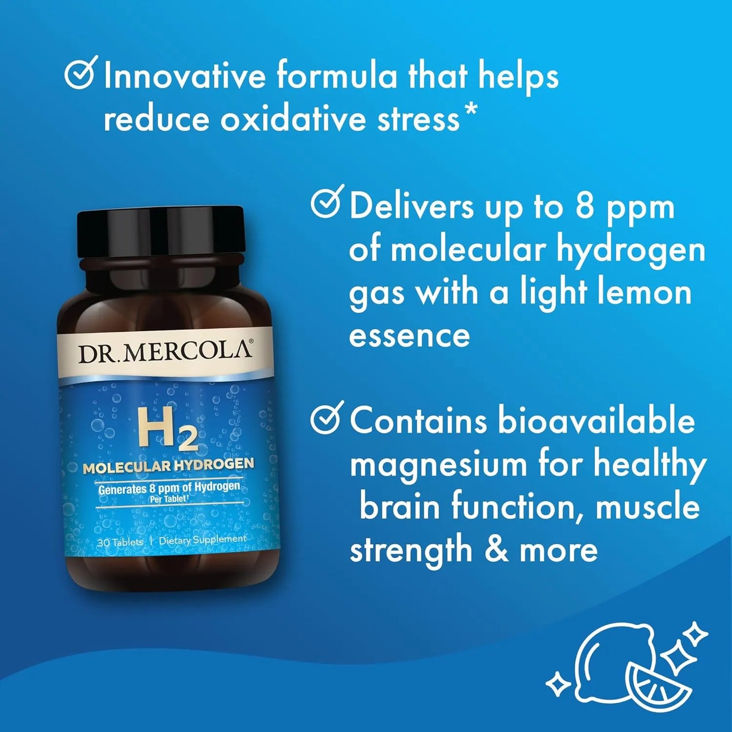 Hidrogeno Molecular H2 30 Tabletas Dr Mercola Salud Cerebral Y Energia Celular