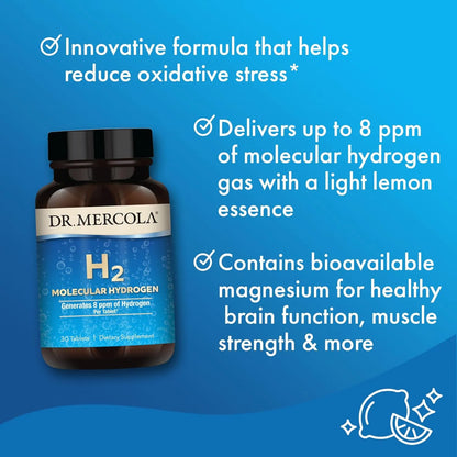 Hidrogeno Molecular H2 30 Tabletas Dr Mercola Salud Cerebral Y Energia Celular