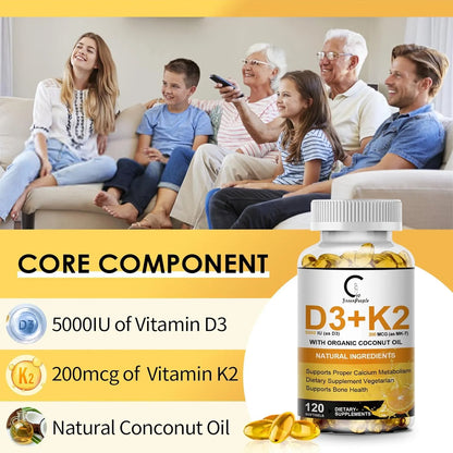 Vitamina D3 + K2 Cápsulas Vegan Huesos Fuertes Salud Inmune - Imagen 4