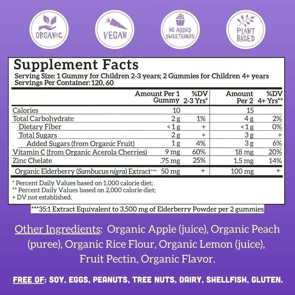 Gomitas De Saúco Para Niños Apoyo Inmune Con Vitamina C Zinc Veganas