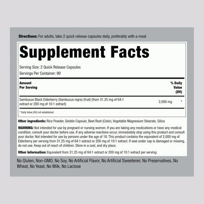 Capsulas De Sauco 2000 Mg 180 Unidades Extracto Concentrado Hie