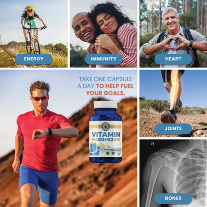 Complejo Vitamina D3 K2 140 Mcg D3 110 Mcg K2 Mk7 120 Capsulas Salud Huesos Corazon