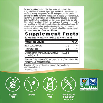 Raiz De Konjac Glucomanano 665 Mg Control De Peso Natural