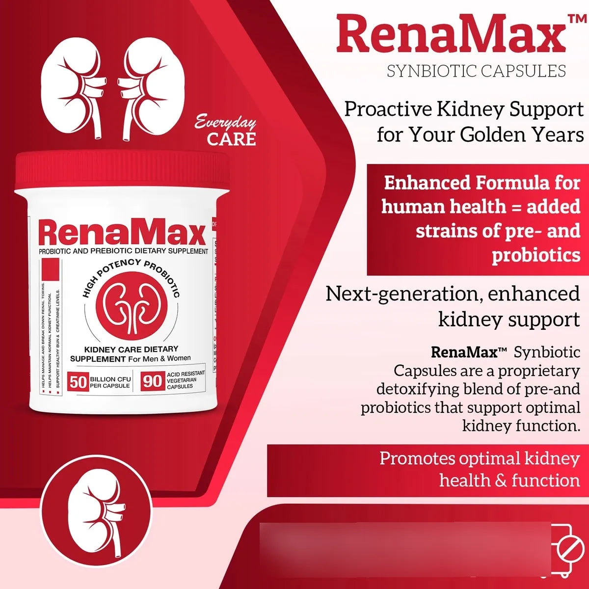 Capsulas RenaMax Cuidado Renal 50 Mil Millones Ufc Probióticos Prebióticos Usa