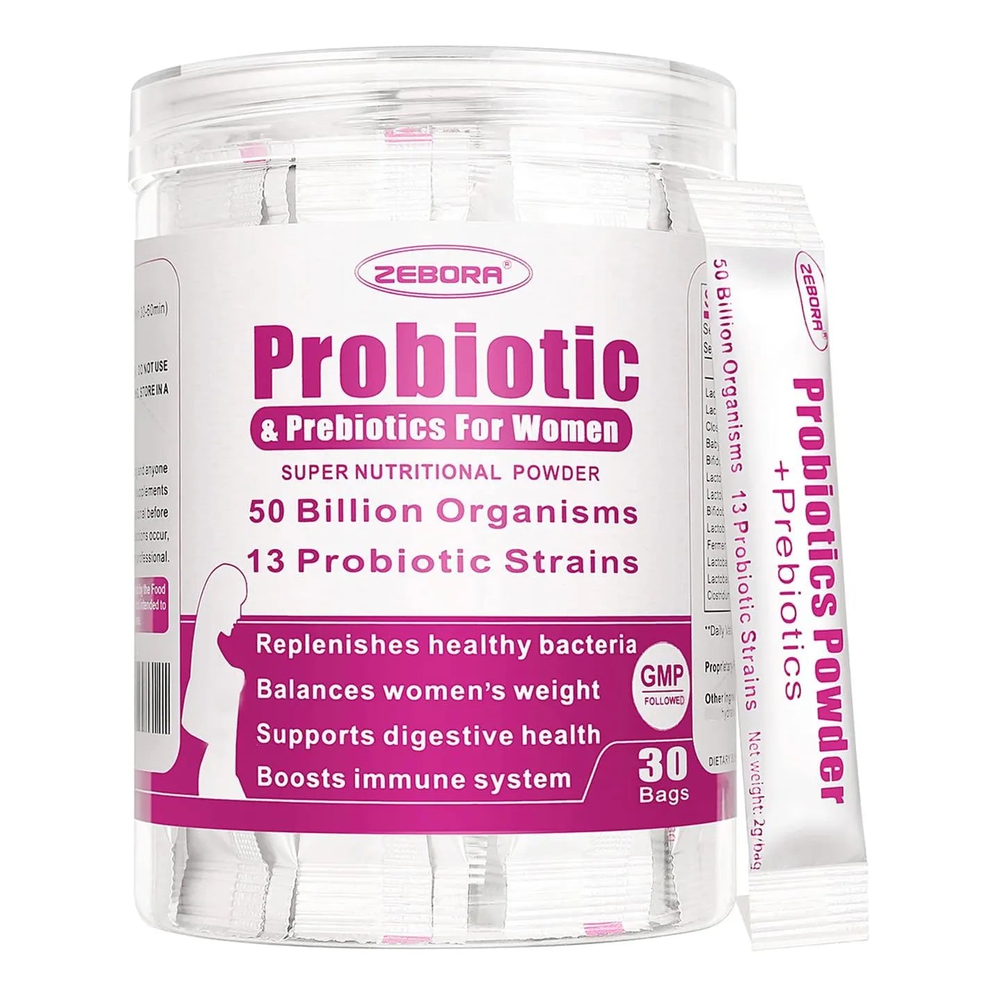 Polvo Probiótico Para Mujeres 50 Mil Millones CFUs 13 Cepas Digestión Y Salud Íntima