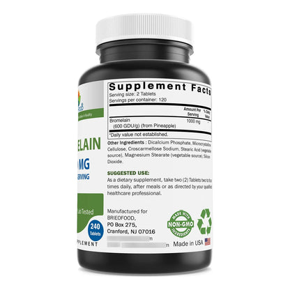 Bromelina 1000 Mg 240 Tabletas Enzima Digestiva Salud Articular