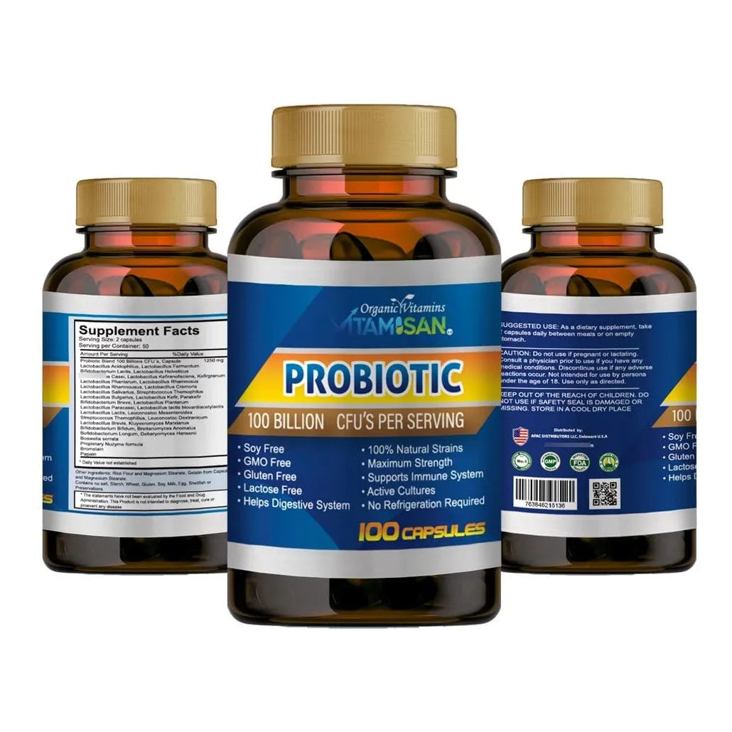 Probióticos Naturales Con Prebiótico Orgánico 100 Cápsulas Para Digestión E Inmunidad