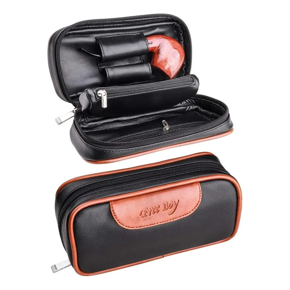 Estuche De Pipa De Cuero Con 2 Tubos Y Accesorios Organizador Premium