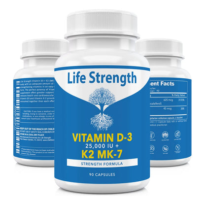 Vitamina K2 Mk7 Y D3 25000 Ui Extra Fuerte Facil De Tragar Sin Omg