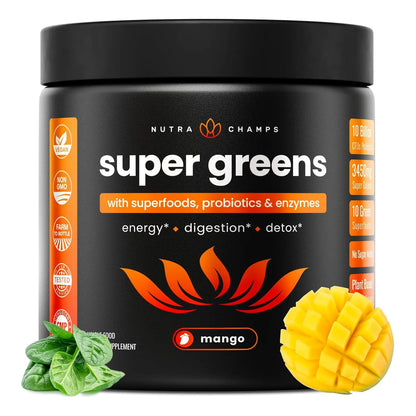 Polvo De Super Greens Premium Con Alfalfa Espirulina Clorella Mezcla Antioxidante