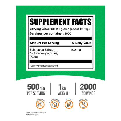 Extracto De Equinacea En Polvo 500 Mg Apoyo Inmunologico Vegano Sin Gluten 22 Lbs