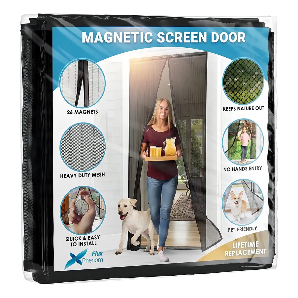 Mosquitero Para Puerta Flux Phenom Malla Retractil Corrediza Con Cierre Magnetico