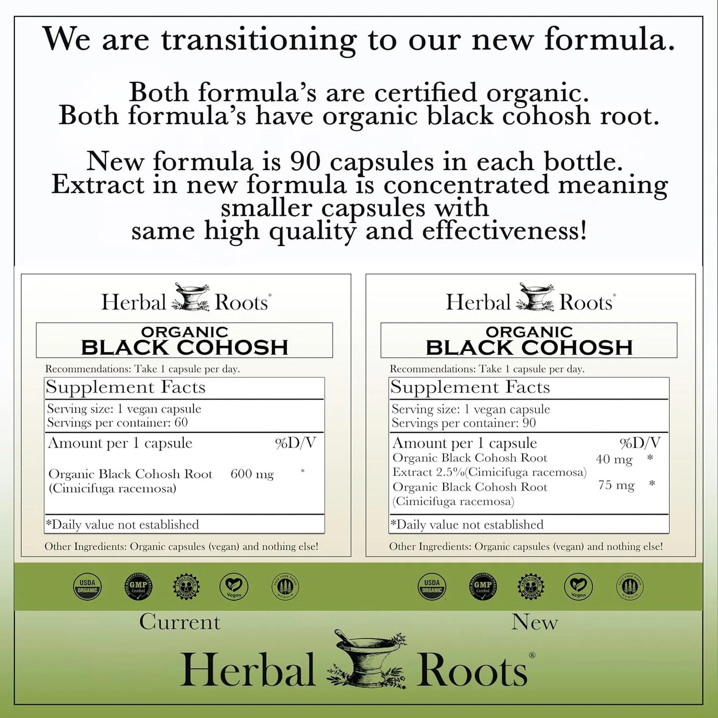Raiz De Cohosh Negra Organica 600 Mg 60 Capsulas Alivio Menopausia Vegano